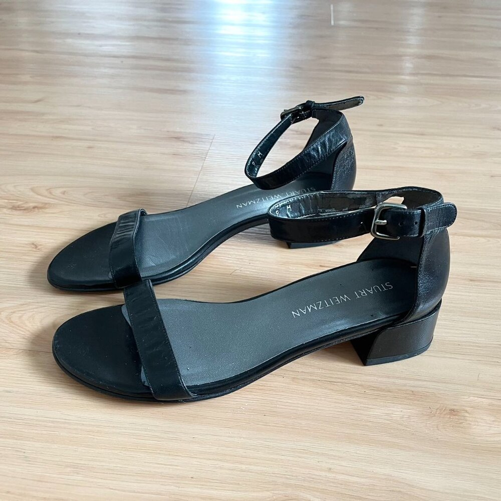 Stuart Weitzman Simple Ii Block Heel Leather Sand… - image 6